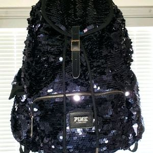 PINK Victoria's Secret Large Black sequin backpack